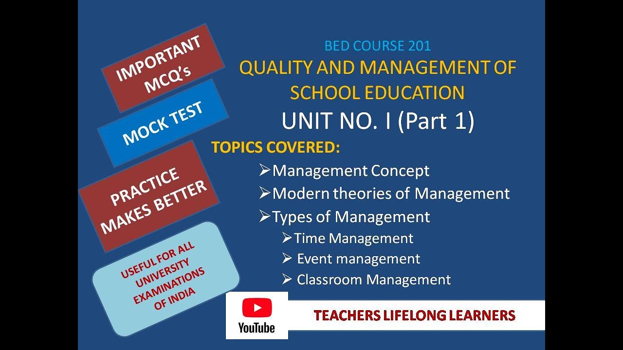 MCQs | Quality And Management Of School Education | School ...