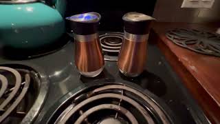 Juvale Stainless Steel Copper Salt and Pepper Shakers Set with Glass Bottom, Screw-Off Caps