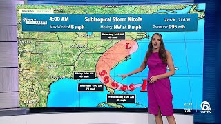 Subtropical Storm Nicole forecast, 4 a.m. on Nov. 8, 2022