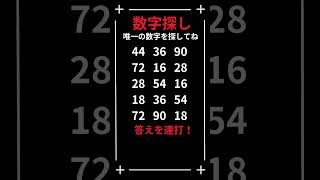 7秒で探したら天才？117#数字探し#脳トレ#間違い探し#頭の体操♯老化防止♯脳年齢♯脳診断♯テスト♯クイズ#math♯認知#quiz♯トレーニング