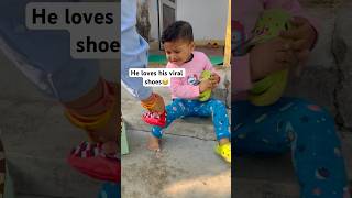 His Love for shoes #youtubeshorts #funny #cute #cutebaby #viral #shorts