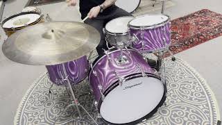 1970s Slingerland Lavender Satin Flame Drum Kit