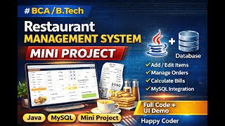 Mini Project for BCA/B.Tech | Restaurant Management System | Full Walkthrough | Java + Database