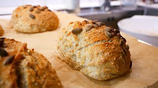 Easy Overnight Oat Buns w. Dry Yeast - No-Knead Overnight Resting-in-Fridge Dough - Recipe # 199