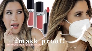 MASK PROOF LIPSTICKS ! NEW ROUGE DIOR FOREVER LIQUID LIPSTICK Swatches Review TRANSFER PROOF