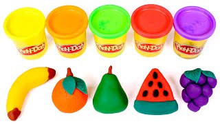 FRUTAS de Play Doh de Colores 🍌🍉🌈 Manualidades para niños