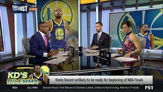 FIRST THINGS FIRST | Nick Wright REACT to Kevin Durant unlikely to be ready beginning of NBA Fianls