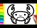 How to Draw a Cute Crab 🦀 | Cartoon Crab drawing for kids and toddlers | Child Art | SuchonaRt.