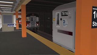 R188 7 Trains arriving and departing at 161st street with CBTC