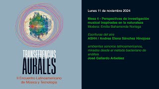 11 noviembre: Mesa 4 - Perspectivas de investigación musical inspiradas en la naturaleza