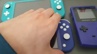 Nintendo Switch lite blue / purple new colour comparison with Gamecube and Gameb