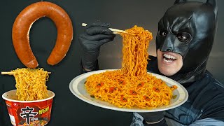 MUKBANG ASMR KOREAN SPICY NOODLE \u0026 kielbasa sausage \u0026 SPICY CUP NOODLE EATING SHOW