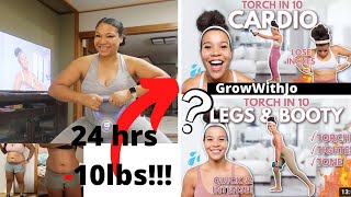 WORKING OUT LIKE GROWWITHJO FOR 24 HOURS  *Lost 10lbs* WHAT I ATE FOR WEIGHT LOSS   HD 1080p