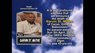 Garvin St. Mathe ~ Short Obituary