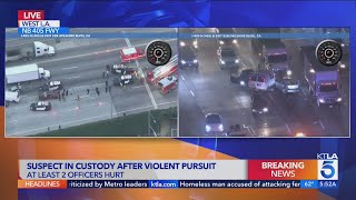 Pursuit suspect drives head-on into cars on SoCal Freeway