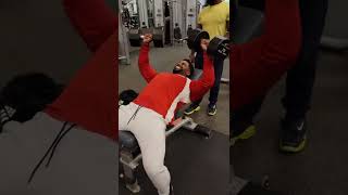 Inclined Dumbell chest press (75 lbs), Marcus (aka Mr. Endurance)  attempts 15 reps 12-5-22