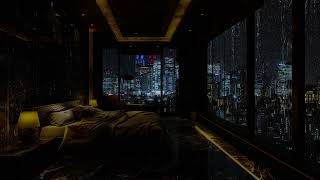 The Soft Lights In The Luxury Apartment And The Gentle Sound Of Rain By The City Window At Night