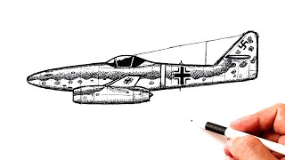 How to draw a Messerschmitt ME 262 jet plane
