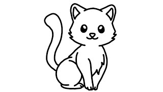 Cara menggambar kucing comel | Draw with Wady