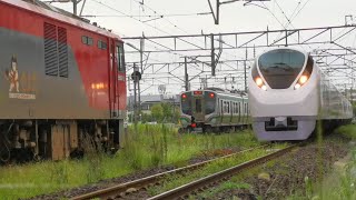 特急ひたち26号 EH500の横を通過 岩沼駅