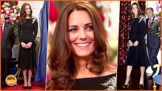 Kate Middleton Stunning In A Bespoke Black Crepe Jenny Packham Gown With Embellished Crystal Ferns