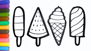 HOW TO DRAW A CUTE ICE CREAM AND COLORING, Ai magic art