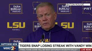 WATCH NOW: Brian Kelly speaks to LSU fans after breaking losing streak against Vandy