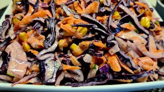 😋How to make an EXCLUSIVE sweet corn red cabbage coleslaw!