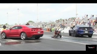 2013 Camaro ZL1 vs 2013 Shelby GT500 - Heads up - 1/4 mile Drag Race Video - StreetCarDrags