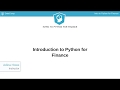 Python Tutorial : Introduction to Python for Finance