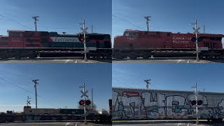 BNSF 6747 Manifest Train w/ Ferromex \u0026 (CPKC) CP North - W. Armstrong Rd. Railroad Crossing, Lodi CA