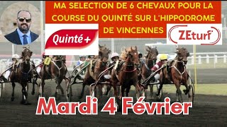 Ma sélection de 6 chevaux pour la course du Quinté du Mardi 4 Février sur l'hippodrome de Vincennes