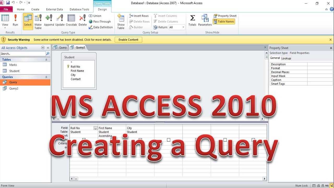 Creating A Query In MS ACCESS 2010 (Support Us At Rohin-hdfc@ybl ...