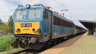 Hungary: MAV Class 630 (V63) electric loco departs Zuglo on an InterCity train to Budapest Keleti