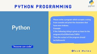Print even numbers from string | Python for beginners | Techmaima