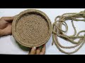 diy wicker serving tray basket with jute ropes and cardboard jute rope tray best out of waste