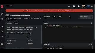Codewars | Grasshopper - Personalized Message | Python 8 kyu