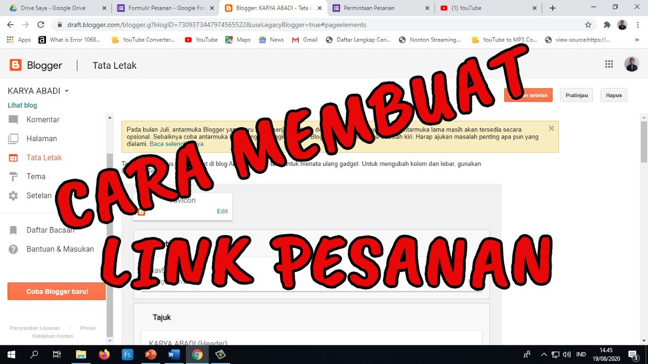 Membuat Blogger Untuk Pemula #part5 (membuat Link Pesanan) - YouTube