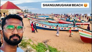 😳Shangumugham Beach 🏝️ Must Visit Place in Trivandrum 😍 #trivandrum #keralatourism