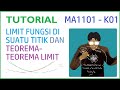 TUTORIAL DARING MA1101 KALKULUS I: Limit Fungsi di Suatu Titik dan Teorema-Teorema Limit