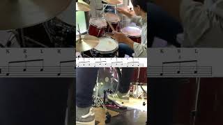 #7ドラムのフィルインのアイデアです Drum Fill Idea (譜面)( バスドラム活躍) #Shorts BassDrum