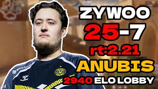 ZywOo (25-7) rt:2.21 5-STACK l EU FACEIT RANKED (anubis) | #cs2 #pov