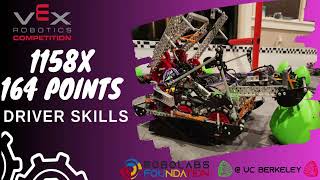 1158X VEX Over Under One World UC Berkeley | 164 points drivers skill