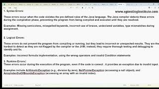 Core Java OOPS Part - 53 | Exception Handling | Types of Errors in Java