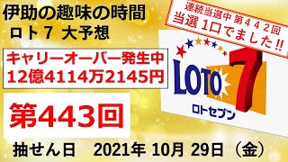 【ロト７予想】第443回　抽せん日　2021年10月29日（金）