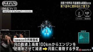 「ispace」月面着陸に挑戦も…降下途中に燃料切れで落下か(2023年4月26日)