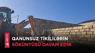 Fövqəladə Hallar Nazirliyi tərəfindən daha bir qanunsuz tikili sökülüb – APA TV