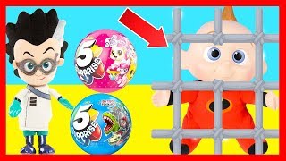 Zuru 5 Surprise Jail Challenge with Jack Jack from Incredibles 2 Movie and PJ Masks Romeo