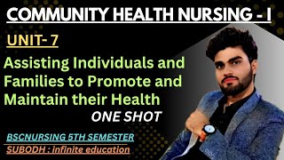 UNIT - 7 Assisting Individuals and Families to Promote and Maintain their Health ONE SHOT BSCNURSING