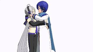 Haku x Kaito, kissing[MMD]